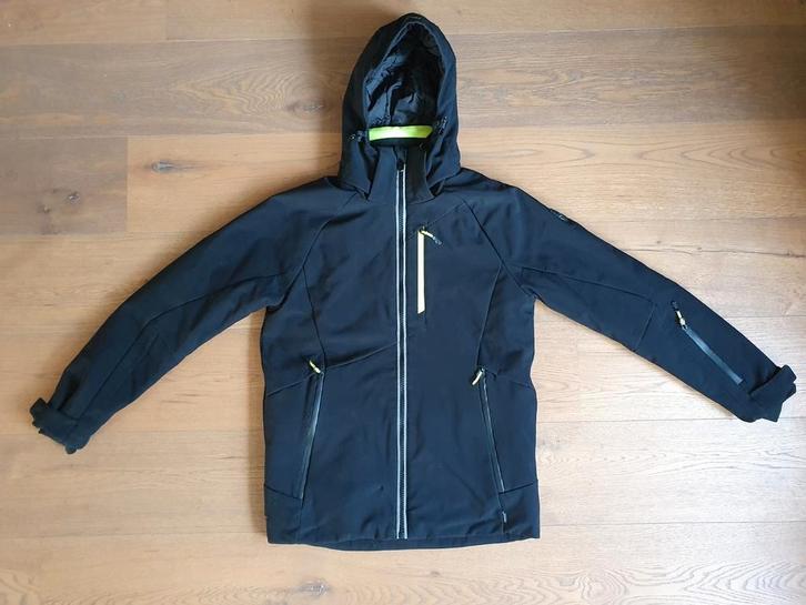 Zwarte ski jas / skijas van Falcon maat 176, Kinderen en Baby's, Kinderkleding | Maat 176, Zo goed als nieuw, Jongen, Jas, Ophalen of Verzenden