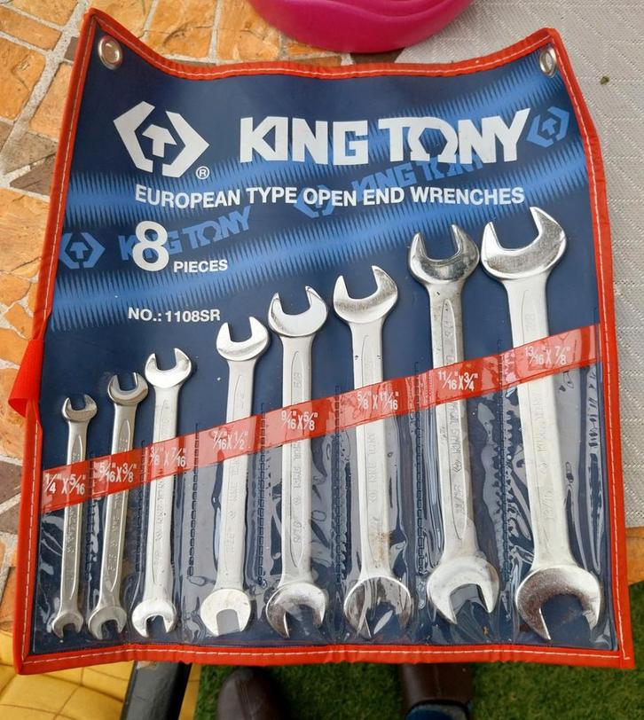 King Tony Engelse Steeksleutelset - 8 Delig, Auto diversen, Autogereedschap, Zo goed als nieuw, Ophalen of Verzenden