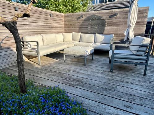 Loungeset lichtgrijs met aluminium frame, Tuin en Terras, Tuinsets en Loungesets, Gebruikt, Loungeset, Aluminium, 6 zitplaatsen