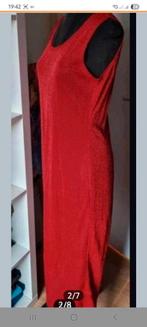 Vintage lange rode lurex/ glitter jurk 42/44, Maat 42/44 (L), Ophalen of Verzenden, Vintage, Gedragen