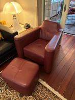 Design fauteuil Linteloo Alhambra met hocker, 100 tot 125 cm, Leer, Zo goed als nieuw, 75 tot 100 cm