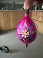 Vintage Glazen Kerstbal met Bloemmotief, Fietsen en Brommers, Ophalen, Gebruikt, Gewone step