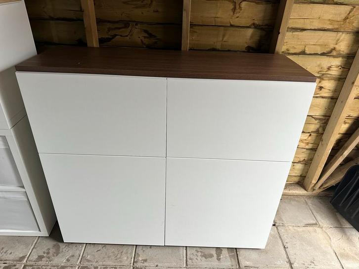 IKEA BESTA kast wit met bovenblad, Huis en Inrichting, Kasten | Roldeurkasten en Archiefkasten, Gebruikt, 100 tot 150 cm, 100 tot 150 cm