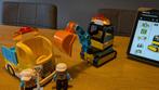 Lego Duplo Truck & Graafmachine - 10931  2x zwaailicht optie, Ophalen of Verzenden, Zo goed als nieuw, Complete set, Duplo