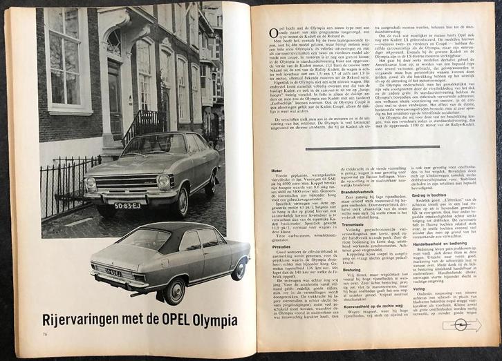 Testen van Opel Kadett B en Olympia in Autovisie e.a., Boeken, Auto's | Folders en Tijdschriften, Gelezen, Opel, Ophalen of Verzenden