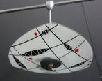 60 jaren hang lamp melkwit met rode stip & zwarte veer, Ophalen, Gebruikt, Vintage, Glas