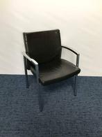 4 x Leren vergaderstoel met chrome vierpoot, Huis en Inrichting, Stoelen, Ophalen, Gebruikt, Zwart, Leer