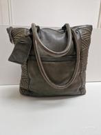 Grote khakikleurige leren tas Cowboysbag, Ophalen of Verzenden, Gebruikt, Groen, Schoudertasje