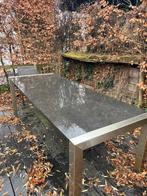 buiten tafel graniet en RVS, Tuin en Terras, Ophalen, Gebruikt, Rechthoekig, Rvs