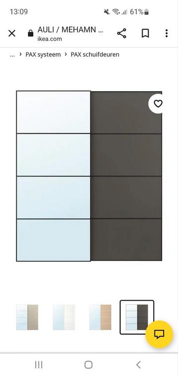 Ikea pax schuifdeuren 2 stuks donker bruin zwart  beschikbaar voor biedingen