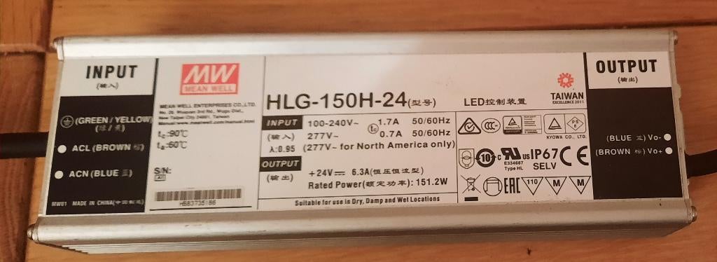 LED driver MeanWell HLG -150H-24, Ophalen of Verzenden, Zo goed als nieuw