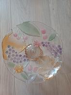 Vintage etagérè van gekleurd gebloemd glas, Huis en Inrichting, Keuken | Servies, Glas of Glazen, Ophalen of Verzenden, Overige stijlen