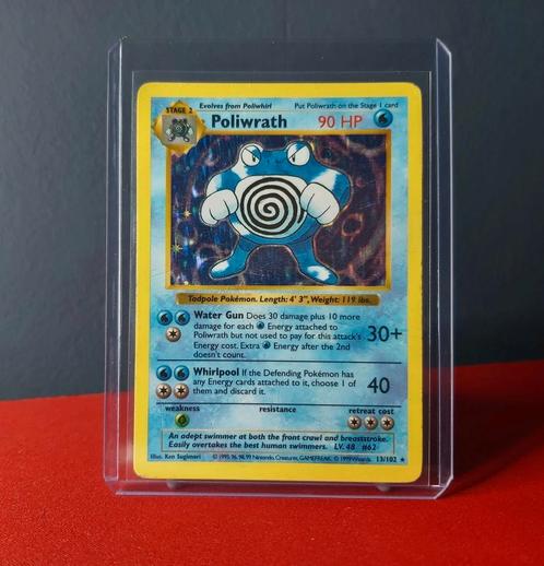 Poliwrath Shadowless Holo Base Set 1999, Hobby en Vrije tijd, Verzamelkaartspellen | Pokémon, Zo goed als nieuw, Losse kaart, Foil