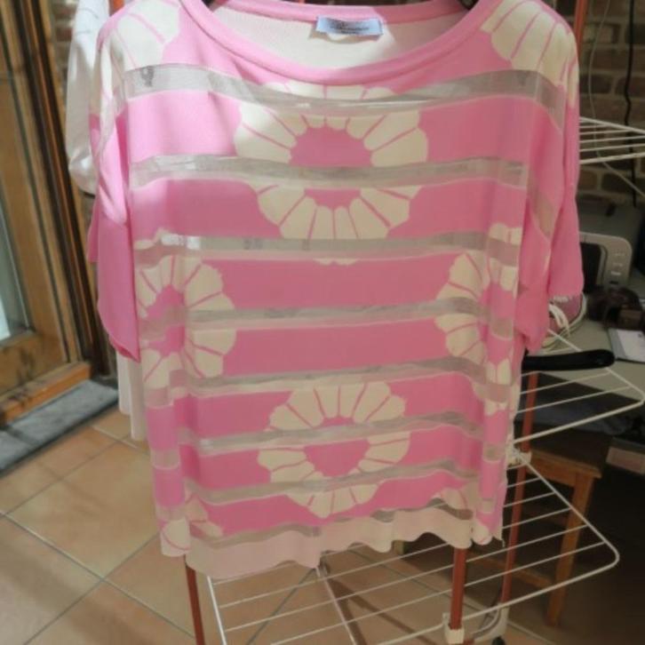 Oversized blouse boothals roze strepen Blumarine mt 42-44, Kleding | Dames, Blouses en Tunieken, Zo goed als nieuw, Maat 42/44 (L)