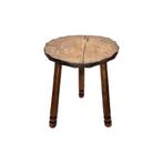 Frans eiken driepoot krukje, Ophalen, Gebruikt, Hout