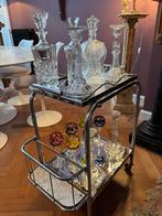Vintage drank trolley uit Parijs met glaswerk, Ophalen, Gebruikt