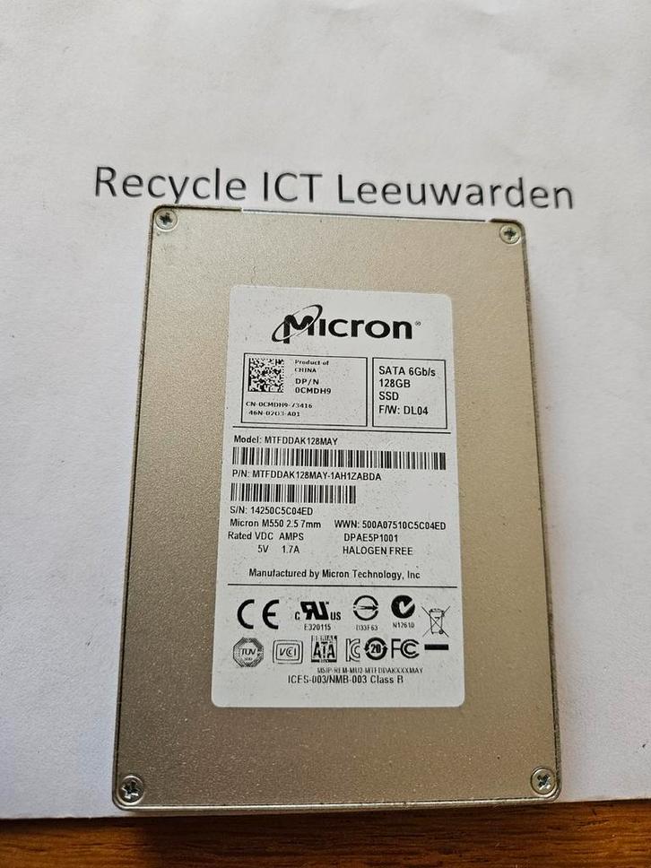 Micron 128gb laptop ssd hdd hardeschijf, Computers en Software, Harde schijven, Gebruikt, Laptop, Intern, SSD, SATA, Ophalen of Verzenden