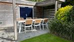 Moderne Higold York diningset wit aluminium/ teakhout, Ophalen, Zo goed als nieuw, Rechthoekig, Teakhout