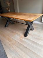 Stoere eettafel massief eiken met stalen onderstel - 220x100, Huis en Inrichting, Tafels | Eettafels, Ophalen, 100 tot 150 cm