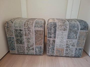 Brinker Carpets vintage Patchwork Poef Light blue 40 x 40 cm beschikbaar voor biedingen