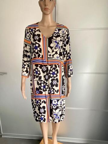 J199 Habella maat 42=L jurk jurkje blauw/zwart/beige/oranje beschikbaar voor biedingen
