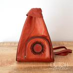 Leren Rugzakje/Schoudertas In Warm Oranje-Bruin, Sieraden, Tassen en Uiterlijk, Tassen | Damestassen, Ophalen of Verzenden, Zo goed als nieuw