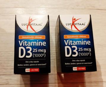 Lucovitaal Vitamine D3 25 mcg (1000IE) - 2 potjes/doosjes. beschikbaar voor biedingen