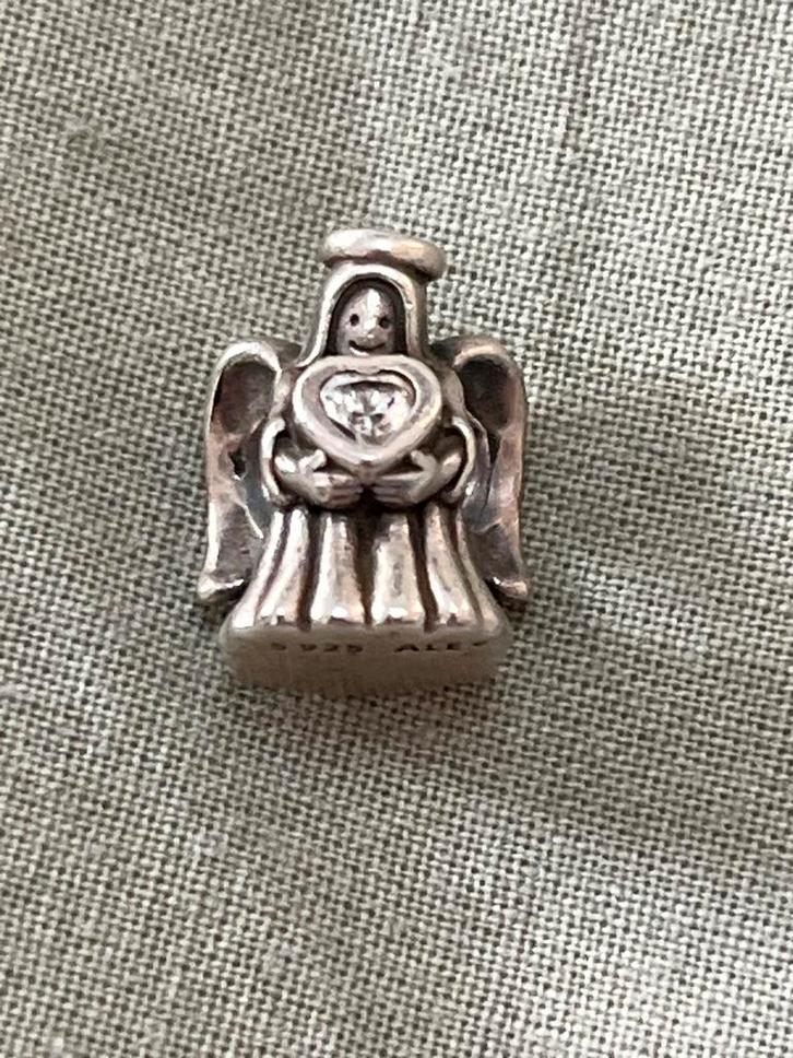 Pandora Bedel - Beschermengel, Sieraden, Tassen en Uiterlijk, Bedels, Zo goed als nieuw, Pandora, Zilver, 1 bedel, Met strass