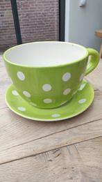 Kop en schotel bloempot, Ophalen, Rond, Zo goed als nieuw, Aardewerk