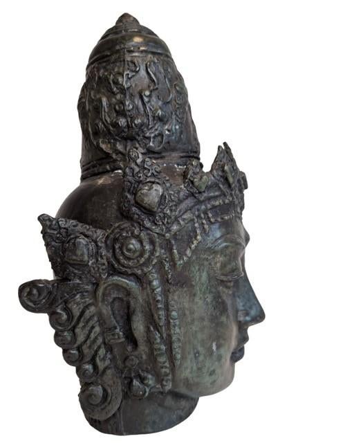 Oud bronzen Bodhisattva hoofd, Ophalen of Verzenden, Gebruikt