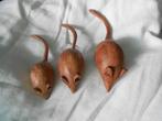 3 houten muisjes, Verzamelen, Beelden en Beeldjes, Ophalen, Zo goed als nieuw, Dier