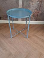 Ikea Gladom blauwe bijzettafel te koop aangeboden., Minder dan 55 cm, Rond, Zo goed als nieuw, Hout