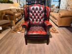 Originele chesterfield oor fauteuil Buttonseat antiek rood, Huis en Inrichting, Fauteuils, Ophalen of Verzenden, Gebruikt, 75 tot 100 cm