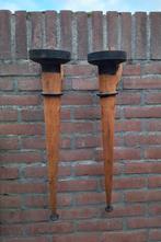 2 Wandkandelaars Hout/Metaal, Antiek en Kunst, Antiek | Kandelaars, Ophalen of Verzenden, Overige materialen