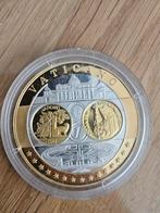 Mooie 1 oz zilveren munt met goud vergulden elementen., Postzegels en Munten, Edelmetalen en Baren, Goud, Ophalen of Verzenden