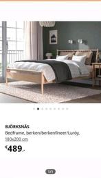 Ikea Bjorksnas Bedframe incl lattenbodems 180x200cm, Huis en Inrichting, Slaapkamer | Bedden, Ophalen, Beige, Tweepersoons, Scandinavisch