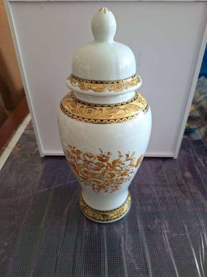 Dekselvaas Gold blossom, Antiek en Kunst, Antiek | Vazen, Ophalen of Verzenden