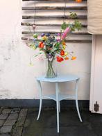 Lichtgroen houten ovalen tafeltje, Gebruikt, Ovaal, Brocante, Hout