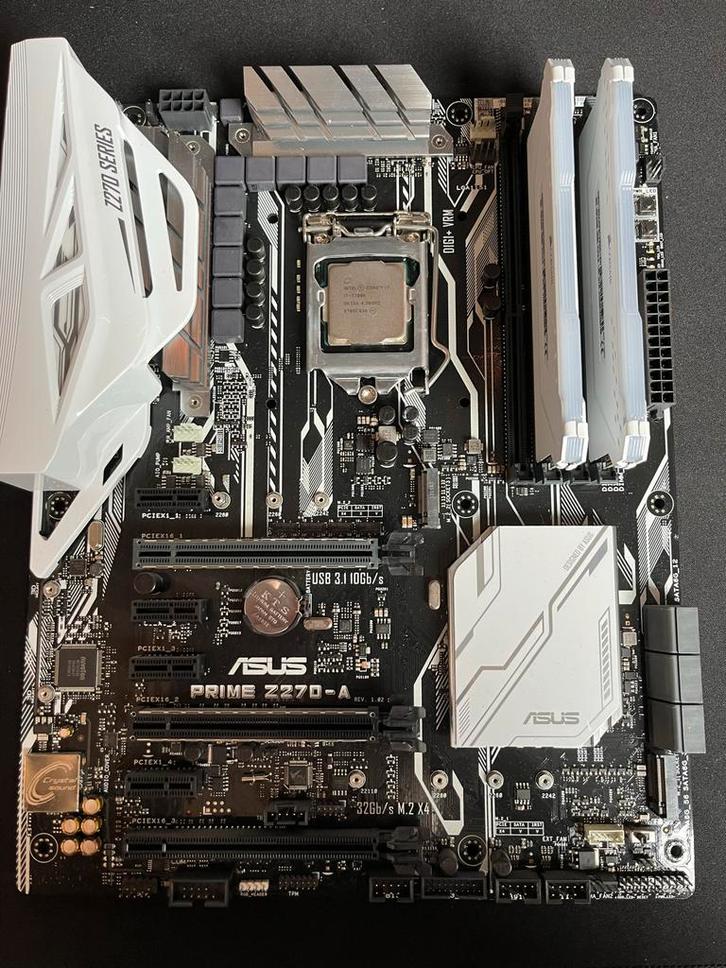 Upgrade Set | i7 7700K, ASUS PRIME Z270(wit), 16GB DDR4(Wit), Computers en Software, Moederborden, Zo goed als nieuw, Intel, DDR4