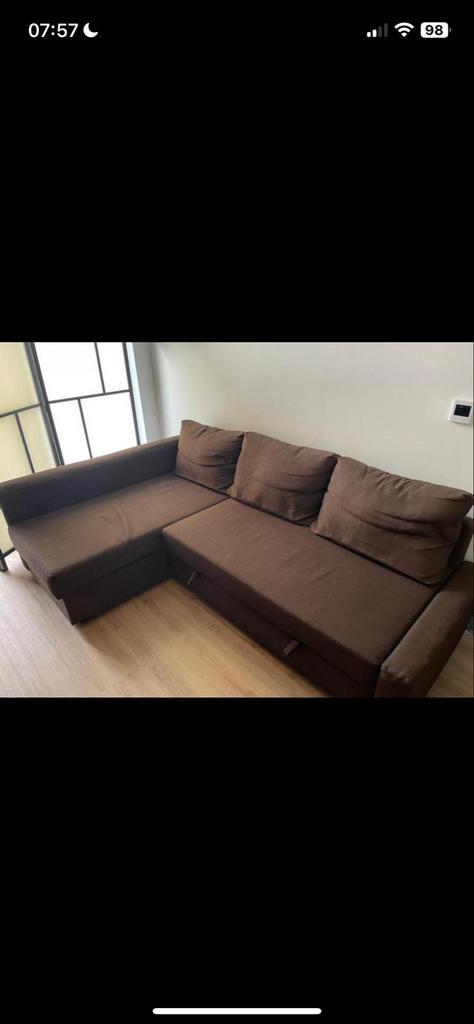IKEA FRIHETEN Hoekbank met Slaapfunctie, Huis en Inrichting, Banken | Bankstellen, Gebruikt, Hoekbank, Tweepersoons, 200 tot 250 cm