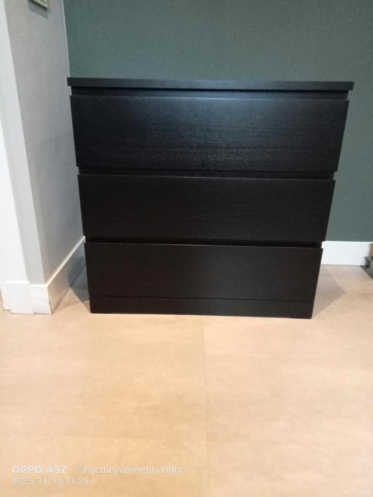 Ikea MALM Ladekast Zwartbruin, Huis en Inrichting, Kasten | Dressoirs, Gebruikt, 50 tot 100 cm, 25 tot 50 cm, Met lade(s), Overige materialen