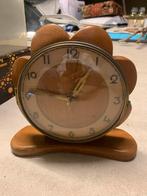 Vintage Houten Klok Bloem Model, Ophalen, Gebruikt, Analoog, Wekker of Tafelklok