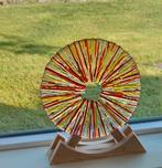 Standbeeld glasplaat glas Glasfusing staander hout ijzer, Ophalen of Verzenden, Nieuw