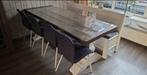 Kloostertafel ( massief eiken) met klepbank en 4 stoelen, Ophalen, Zo goed als nieuw