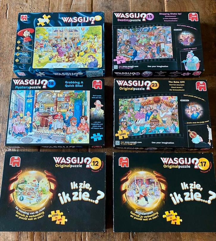 Wasgij Puzzel - 6 stuks (1000 Stukjes) Nette Staat!, Hobby en Vrije tijd, Denksport en Puzzels, Zo goed als nieuw, Legpuzzel, 500 t/m 1500 stukjes