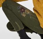 Zara groene skinny broek met borduursel maat 36 nieuw, Zara, Nieuw, Ophalen of Verzenden, Maat 36 (S)