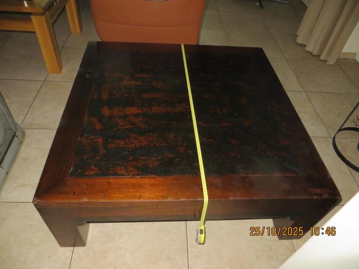 massief eiken vierkante salontafel, Huis en Inrichting, Tafels | Eettafels, Gebruikt, 100 tot 150 cm, 100 tot 150 cm, Vierkant