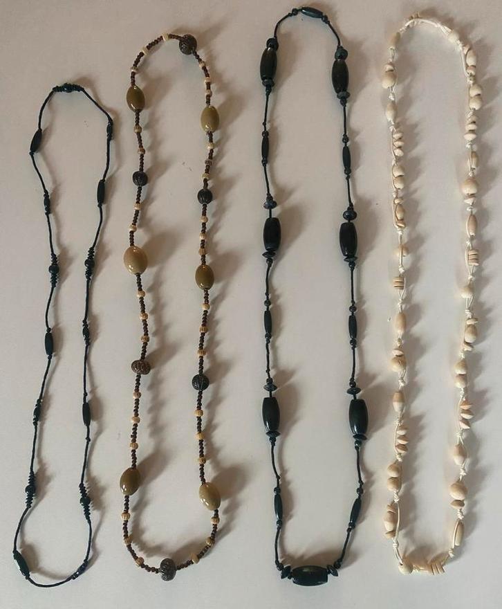 Set van 4 Kettingen, Sieraden, Tassen en Uiterlijk, Kettingen, Gebruikt, Steen of Mineraal, Zwart, Ophalen