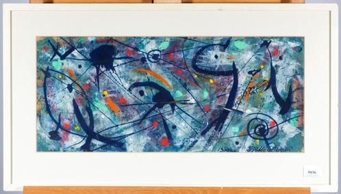 Willy Boers -"Geschakeld wereldbeeld"- gouache uit 1950, Antiek en Kunst, Kunst | Schilderijen | Abstract, Ophalen of Verzenden