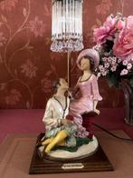 Tafellamp / schemerlamp met beeld antiek, kristal, pegels, Antiek en Kunst, Ophalen of Verzenden